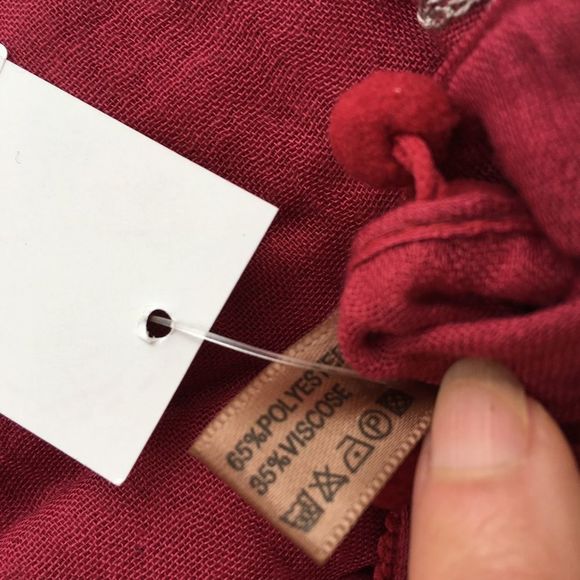 LOF Gauzy Wrap Scarf Embroidered Medallions & Pom Pom Trim - Picture 2 of 2